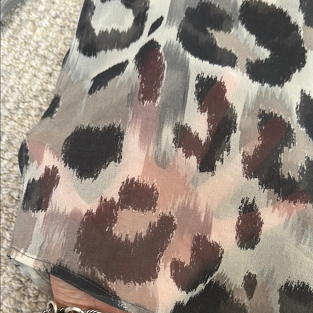 Leopard Print Button-Up Blouse - image 2